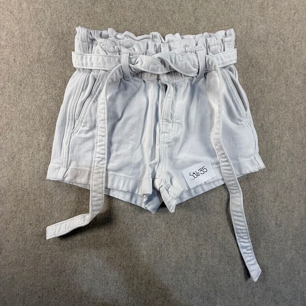 American Eagle White Paperbag Waist Shorts High Rise Tie Belt Size 000